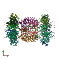 PDB entry 1kyi coloured by chain, front view.