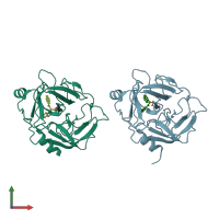 PDB entry 1kyn coloured by chain, front view.