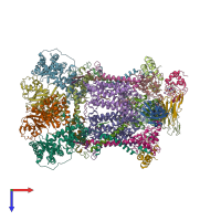 PDB entry 1kyo coloured by chain, top view.