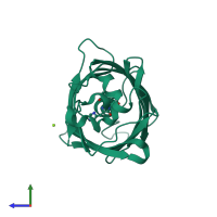 PDB entry 1kyp coloured by chain, side view.