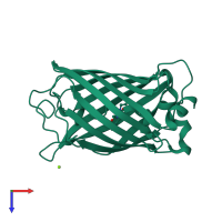 PDB entry 1kyp coloured by chain, top view.