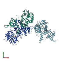 PDB entry 1kyw coloured by chain, front view.