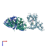 PDB entry 1kyz coloured by chain, top view.