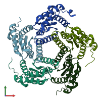 PDB entry 1kz1 coloured by chain, front view.