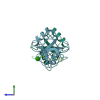 PDB entry 1kzb coloured by chain, side view.