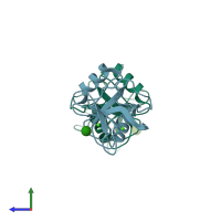 PDB entry 1kzc coloured by chain, side view.