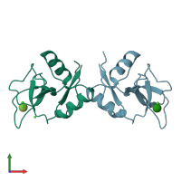 PDB entry 1kze coloured by chain, front view.