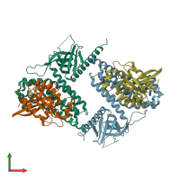 PDB entry 1kzg coloured by chain, front view.