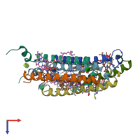 PDB entry 1kzu coloured by chain, top view.