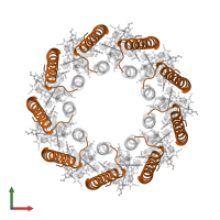 Light-harvesting protein B-800/850 beta chain in PDB entry 1kzu, assembly 1, front view.