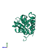 PDB entry 1l07 coloured by chain, side view.