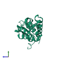 PDB entry 1l09 coloured by chain, side view.