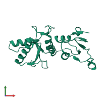 PDB entry 1l0b coloured by chain, front view.