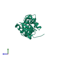 PDB entry 1l0b coloured by chain, side view.