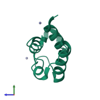 PDB entry 1l0h coloured by chain, side view.