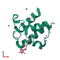 PDB entry 1l0i coloured by chain, front view.