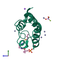 PDB entry 1l0i coloured by chain, side view.