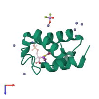 PDB entry 1l0i coloured by chain, top view.