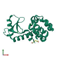 PDB entry 1l0k coloured by chain, front view.