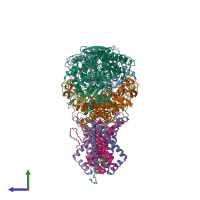PDB entry 1l0v coloured by chain, side view.