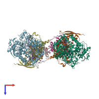 PDB entry 1l0v coloured by chain, top view.