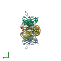 PDB entry 1l0x coloured by chain, side view.