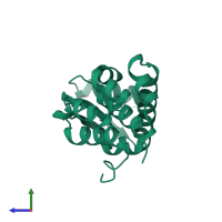 PDB entry 1l10 coloured by chain, side view.
