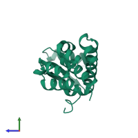 PDB entry 1l13 coloured by chain, side view.