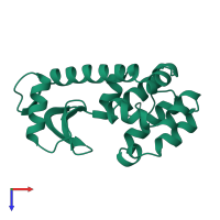 PDB entry 1l16 coloured by chain, top view.