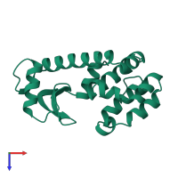 PDB entry 1l19 coloured by chain, top view.