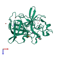 PDB 1l1g coloured by chain and viewed from the top.