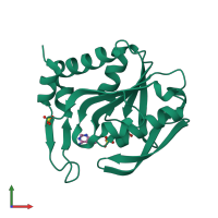 PDB entry 1l1q coloured by chain, front view.