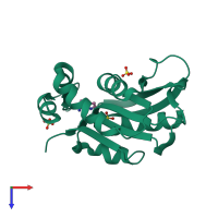 PDB entry 1l1q coloured by chain, top view.