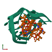 PDB entry 1l1v coloured by chain, ensemble of 6 models, front view.