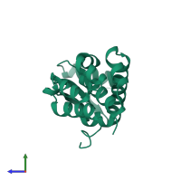 PDB entry 1l23 coloured by chain, side view.