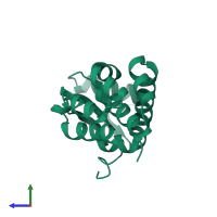 PDB entry 1l25 coloured by chain, side view.