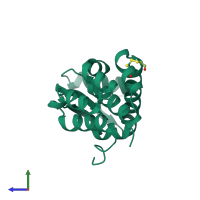 PDB entry 1l26 coloured by chain, side view.