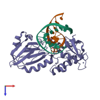 PDB entry 1l2d coloured by chain, top view.