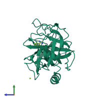 PDB entry 1l2e coloured by chain, side view.