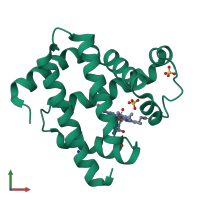 PDB entry 1l2k coloured by chain, front view.