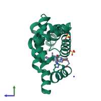 PDB entry 1l2k coloured by chain, side view.