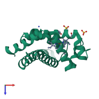 PDB entry 1l2k coloured by chain, top view.