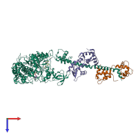 PDB entry 1l2o coloured by chain, top view.