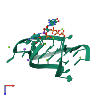 PDB entry 1l2x coloured by chain, top view.