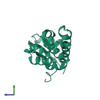 PDB entry 1l33 coloured by chain, side view.