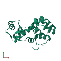 PDB entry 1l35 coloured by chain, front view.