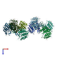 PDB entry 1l3b coloured by chain, top view.