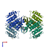 PDB entry 1l3c coloured by chain, top view.