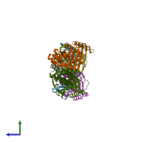 PDB entry 1l3l coloured by chain, side view.