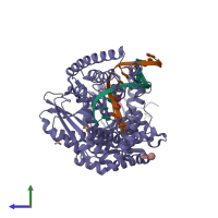 PDB entry 1l3u coloured by chain, side view.